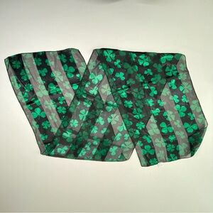 Green Shamrock Sheer Scarf Black Background St. Patrick’s